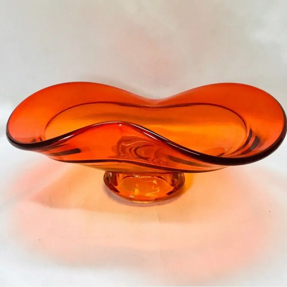 Vintage Orange Glass Designer Fruit Vase - Picture 3 of 6